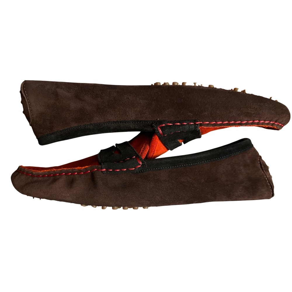 Ralph Lauren Men Red Suede Driving Moccasins Loafers Shoes Made in‎ Italy - Picture 2 of 11